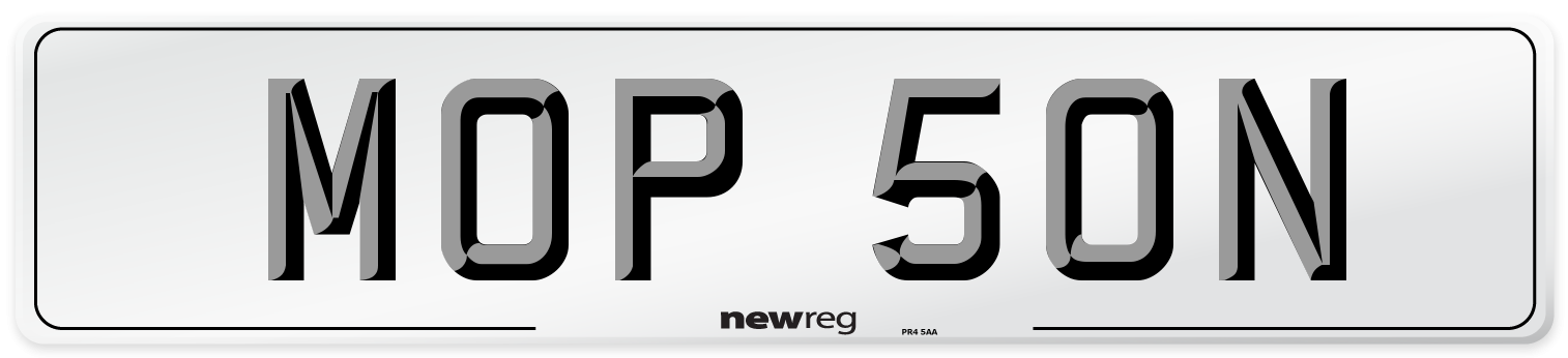 MOP 50N Number Plate from New Reg
